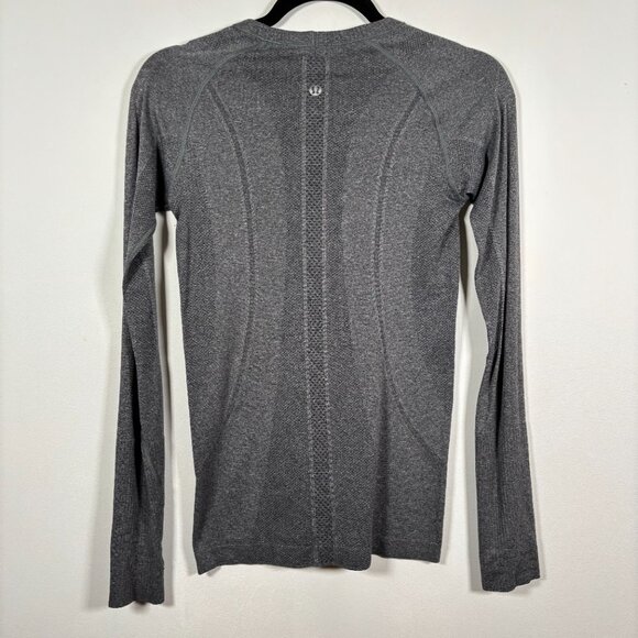 Lululemon Swiftly Tech Long Sleeve Heathered Black Running Size 4 - Picture 8 of 11
